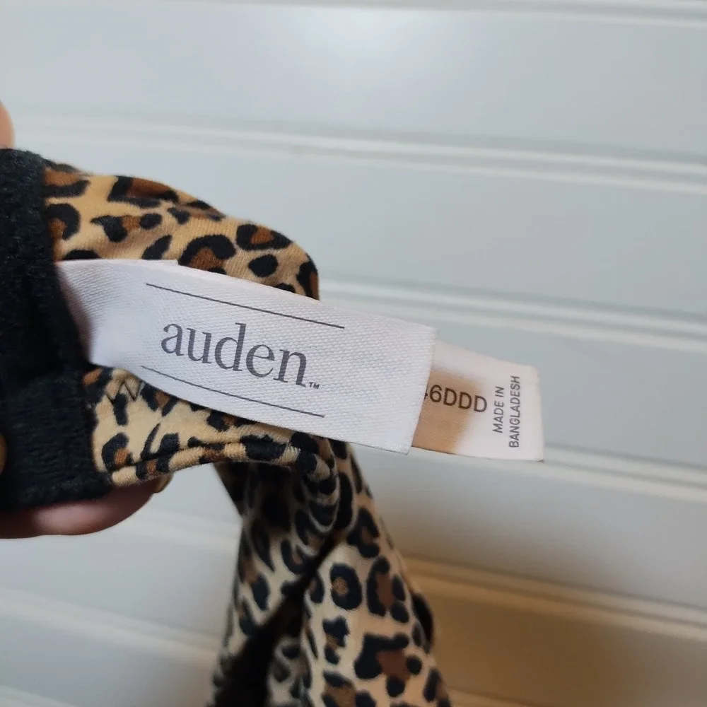 Auden Leopard Animal Print Lightly Lined Full‎ Coverage T-Shirt Bra 46DDD Tan